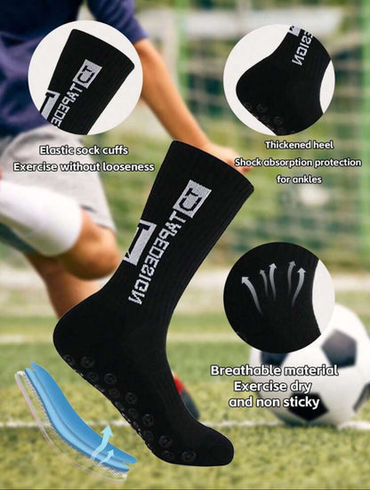 Breathable Anti-Slip Towel Bottom Thickened Shock-Absorbing Football/Soccer Socks, Outdoor Sports Fitness Exercise Running